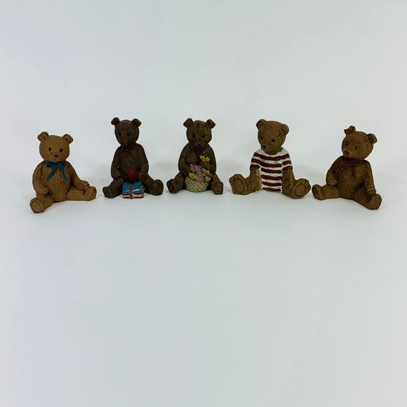 Set Of 5 Vintage Hand Painted Teddy Bear Figurines - Picture 1 of 8